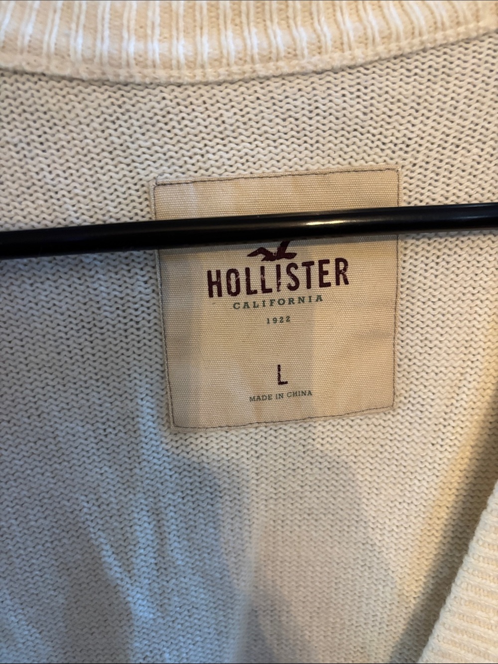 Hollister L IvoryY2K Preppy Varsity cardigan . Vintage - Picture 3 of 5